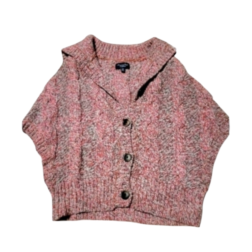 American Eagle Outfitters Marled Red and Black Cardigan W/ Wood Buttons Size XS